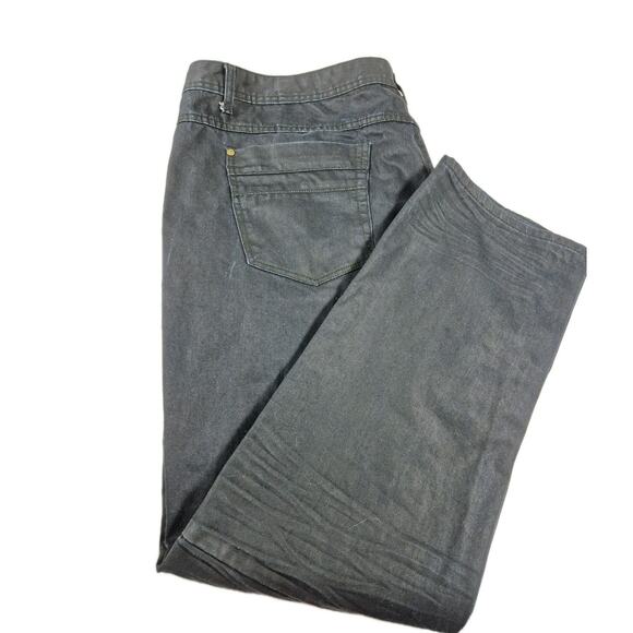 A Tiziano Black Jeans Men's Loose Hip Hop Baggy Leather Flap Pockets Size 48×33 - Picture 1 of 10